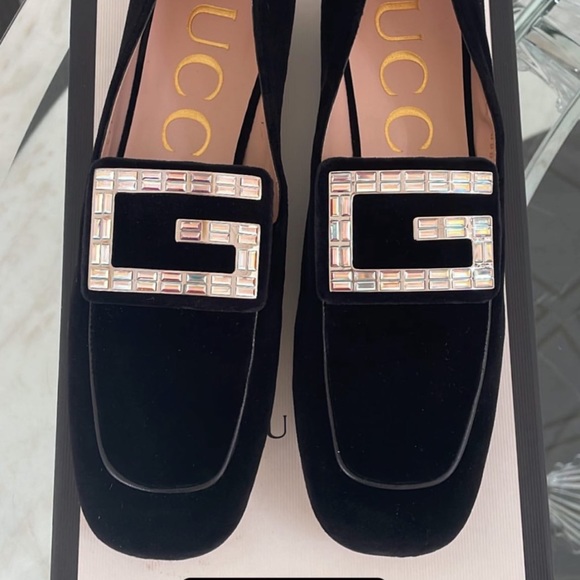 - Gucci Softy Velvet Crystal G Loafer Mocassin 39 Black - Picture 10 of 16